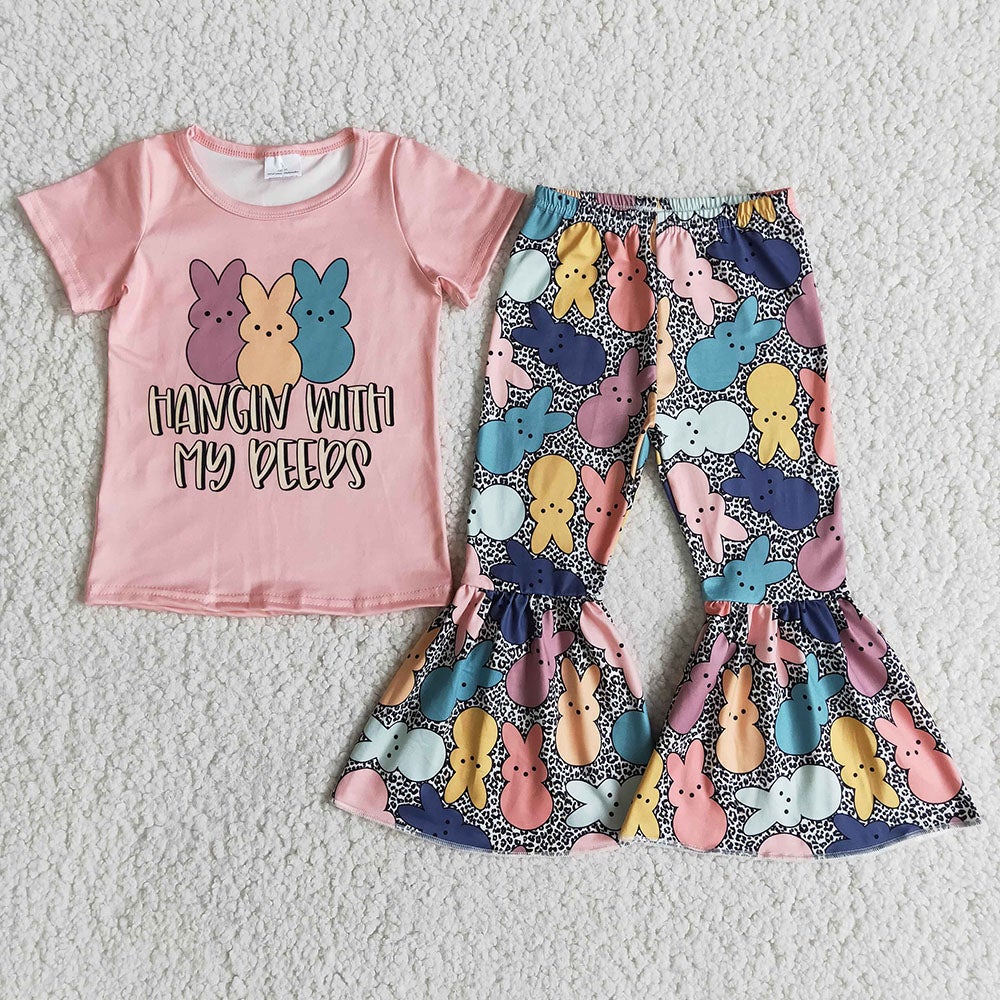 Baby Girls easter friends bell pants sets