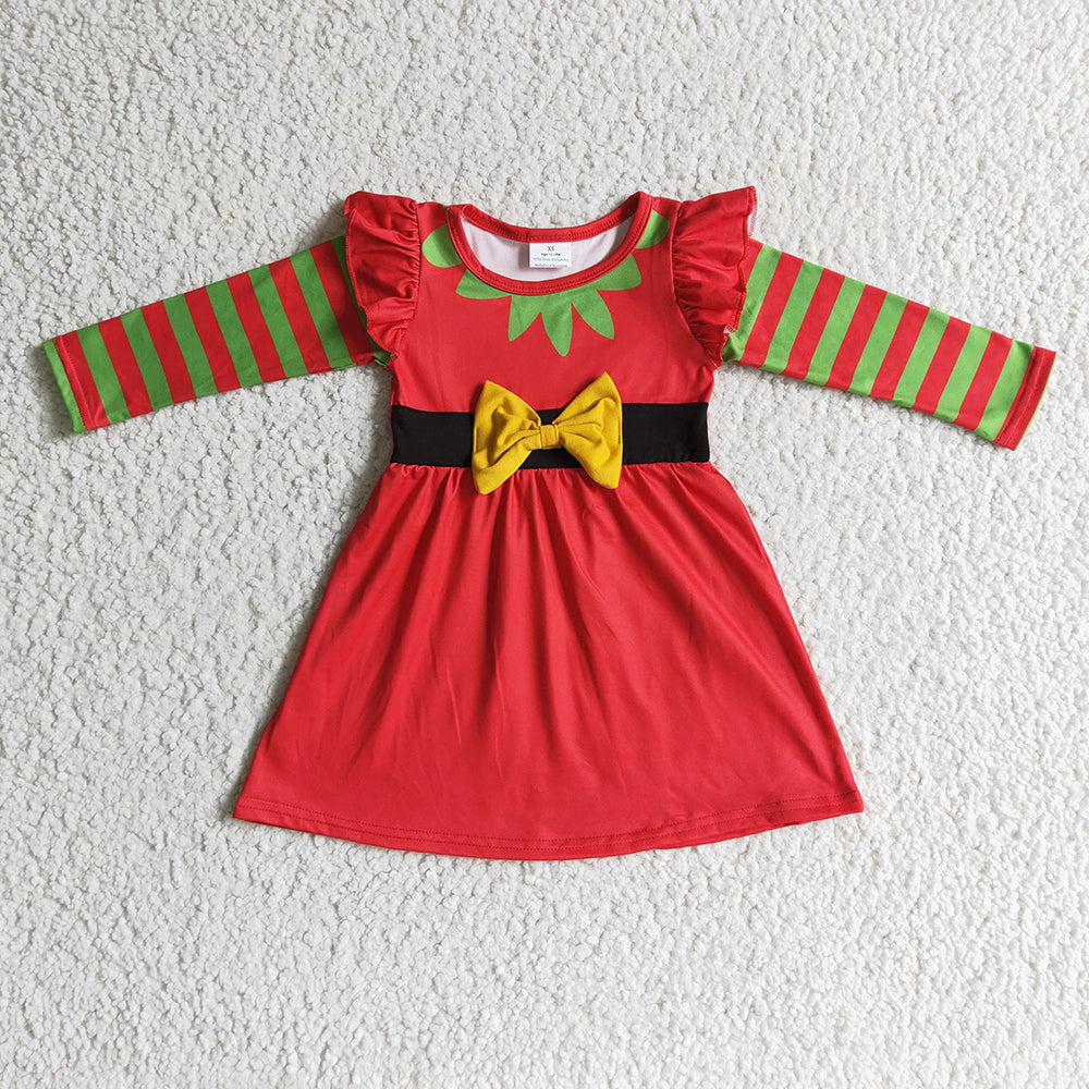 Baby Girls Cartoon Christmas Ruffle Dresses