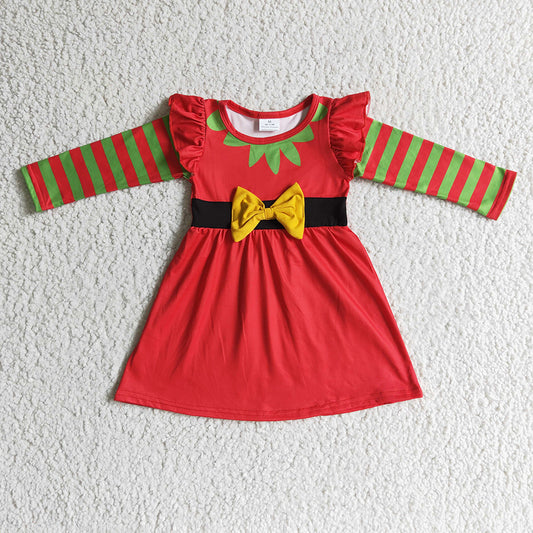 Baby Girls Cartoon Christmas Ruffle Dresses