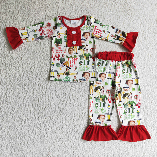 baby girls Christmas cartoon pajamas pants sets