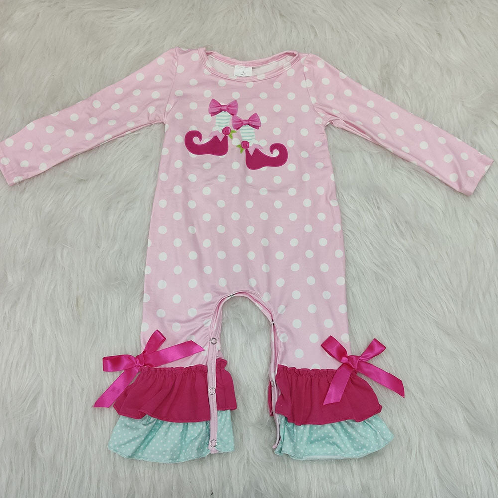 Girls pink boots rompers