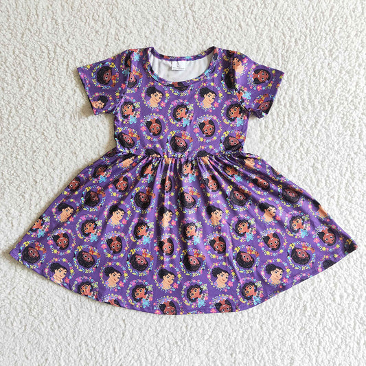 Baby girls cartoon purple movie dresses