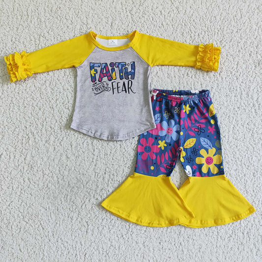 Baby girls faith fear fall boutique outfits clothes sets