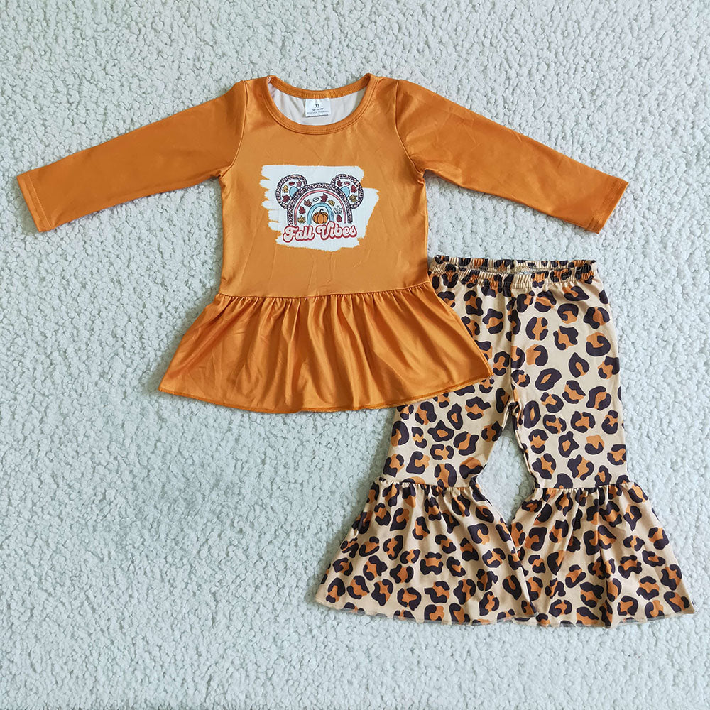 Baby girls fall vibes leopard tunic pants sets
