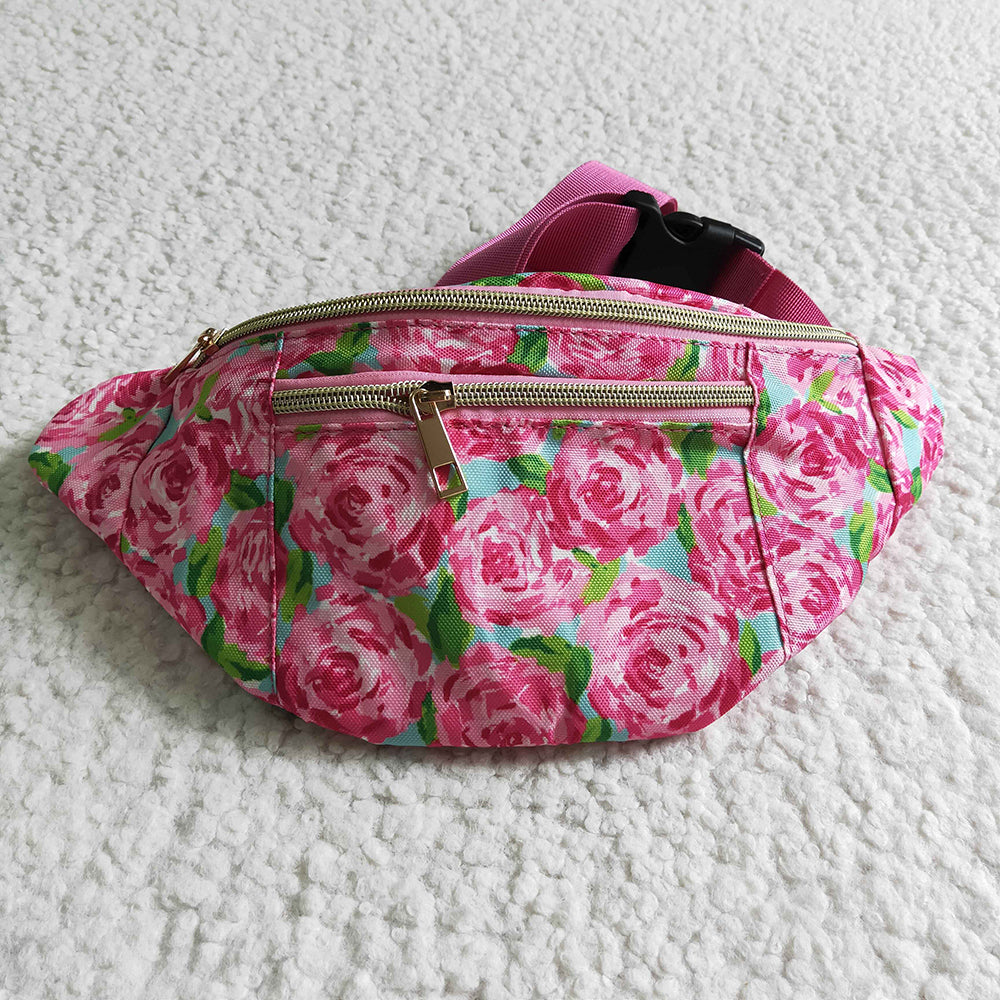 Hotpink flower rose fanny pack bags