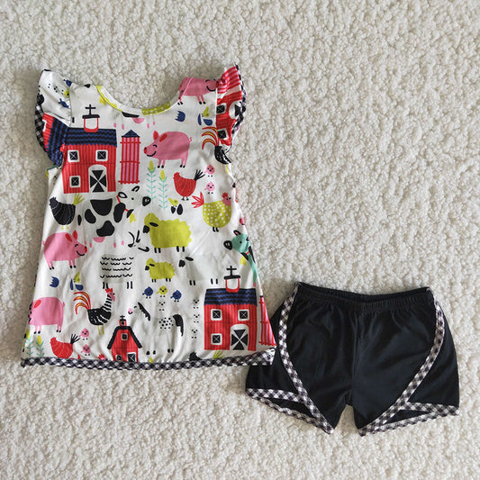 Farm bow shorts sets