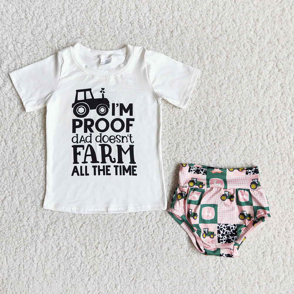 Baby girls I'm proof dad doesn't farm all the time bummie sets