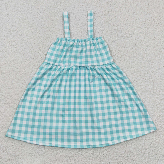 Baby Girls Farm Strap Blue Knee Length Dresses