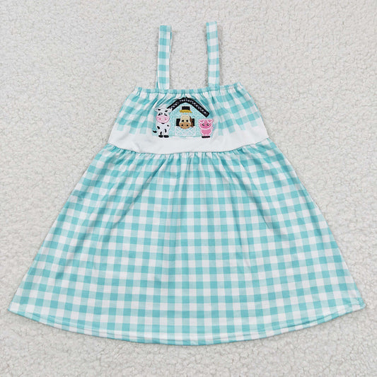 Baby Girls Farm Strap Blue Knee Length Dresses