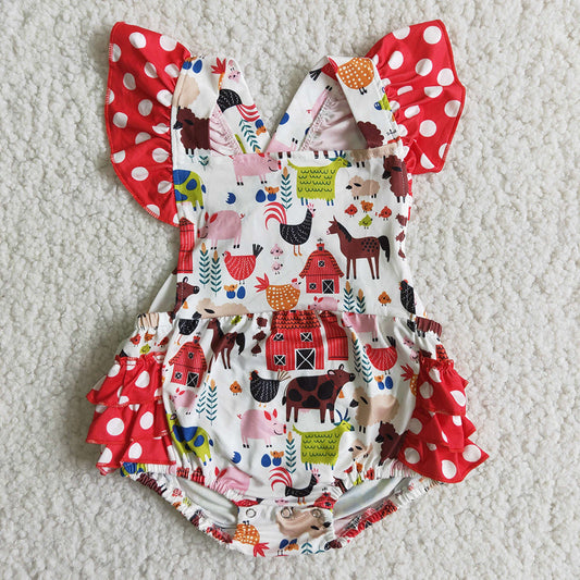 Farm ruffles dots romper