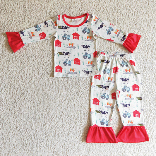 Baby Kids Girls Farm Pajamas Clothes Sets