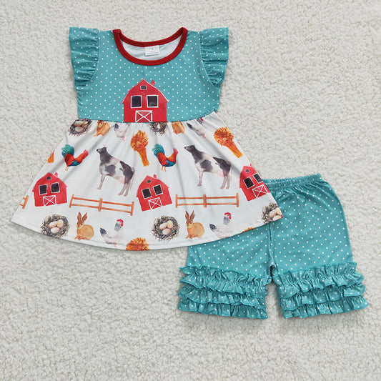 Farm house ruffle shorts sets