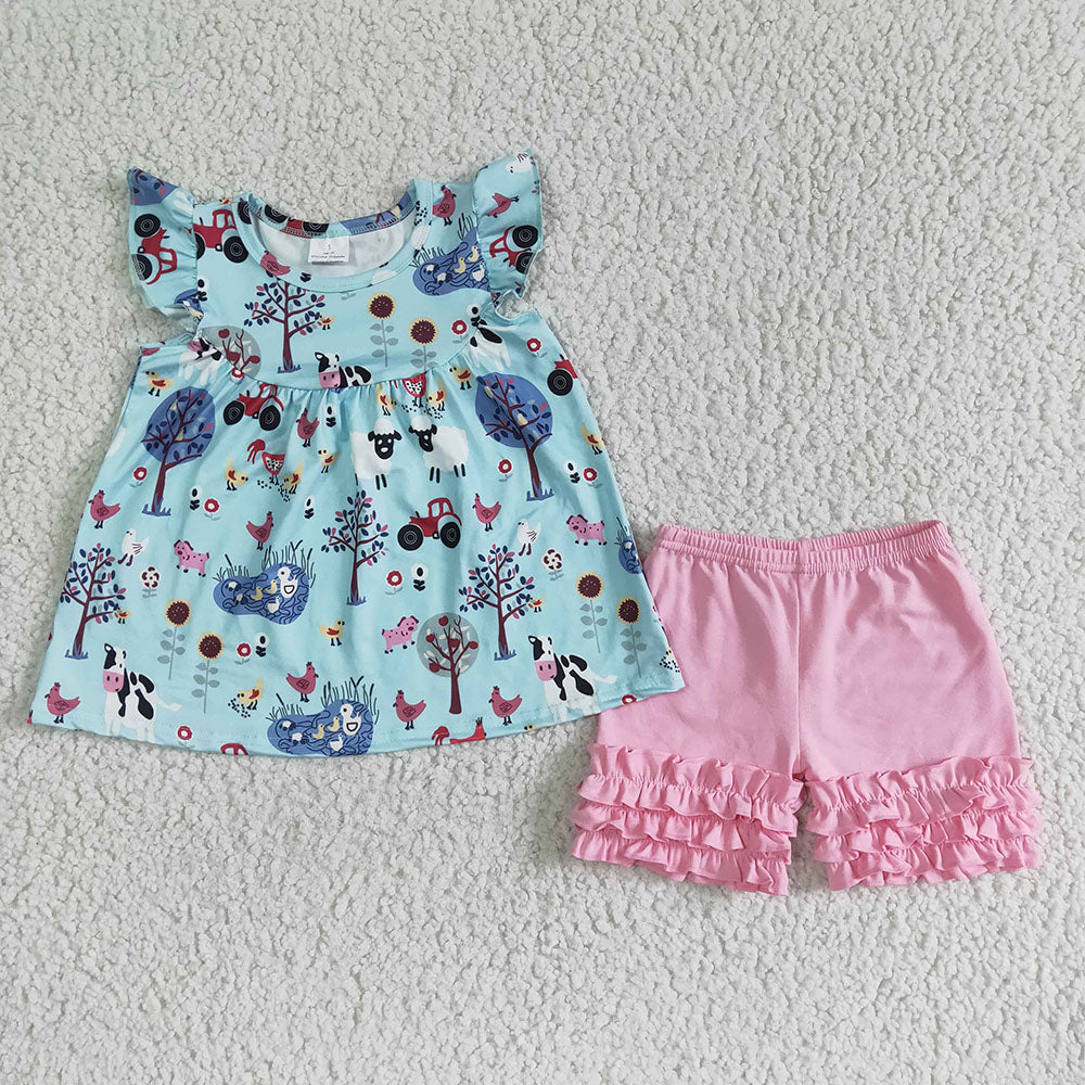 Baby Girls Farm summer pearl shorts outfits sets
