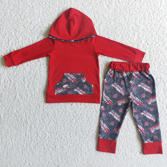 Fire Truck Boys hoodie sets