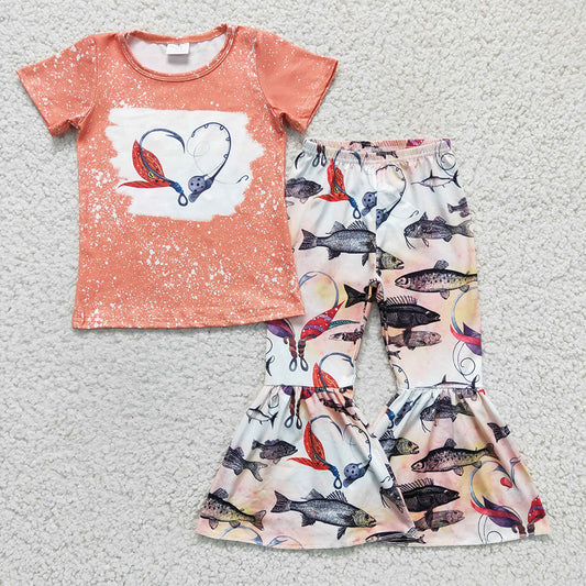 Baby Girls fishing orange bell pants sets