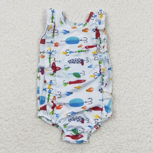 Baby Girls Fishing Ruffle One Pieces Swimsuits