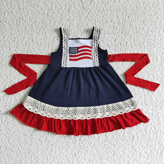 Baby Girls navy flag Fourth of July dresses