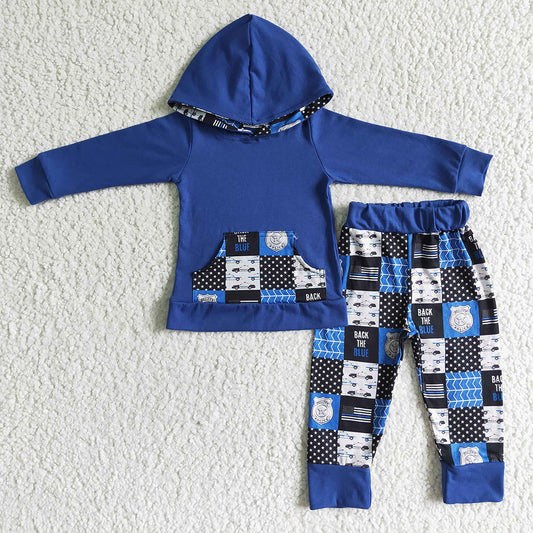 Kids boys Flag blue color hooded pants clothes sets