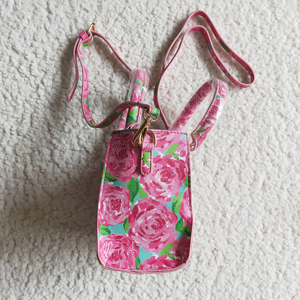 Pink flower rose baby girls cute western bags