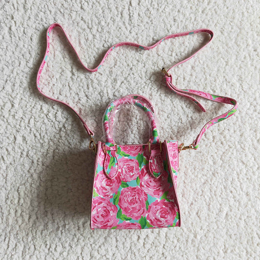 Pink flower rose baby girls cute western bags