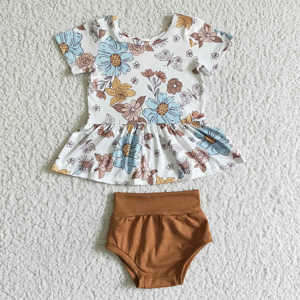 Baby girls floral bummie summer sets