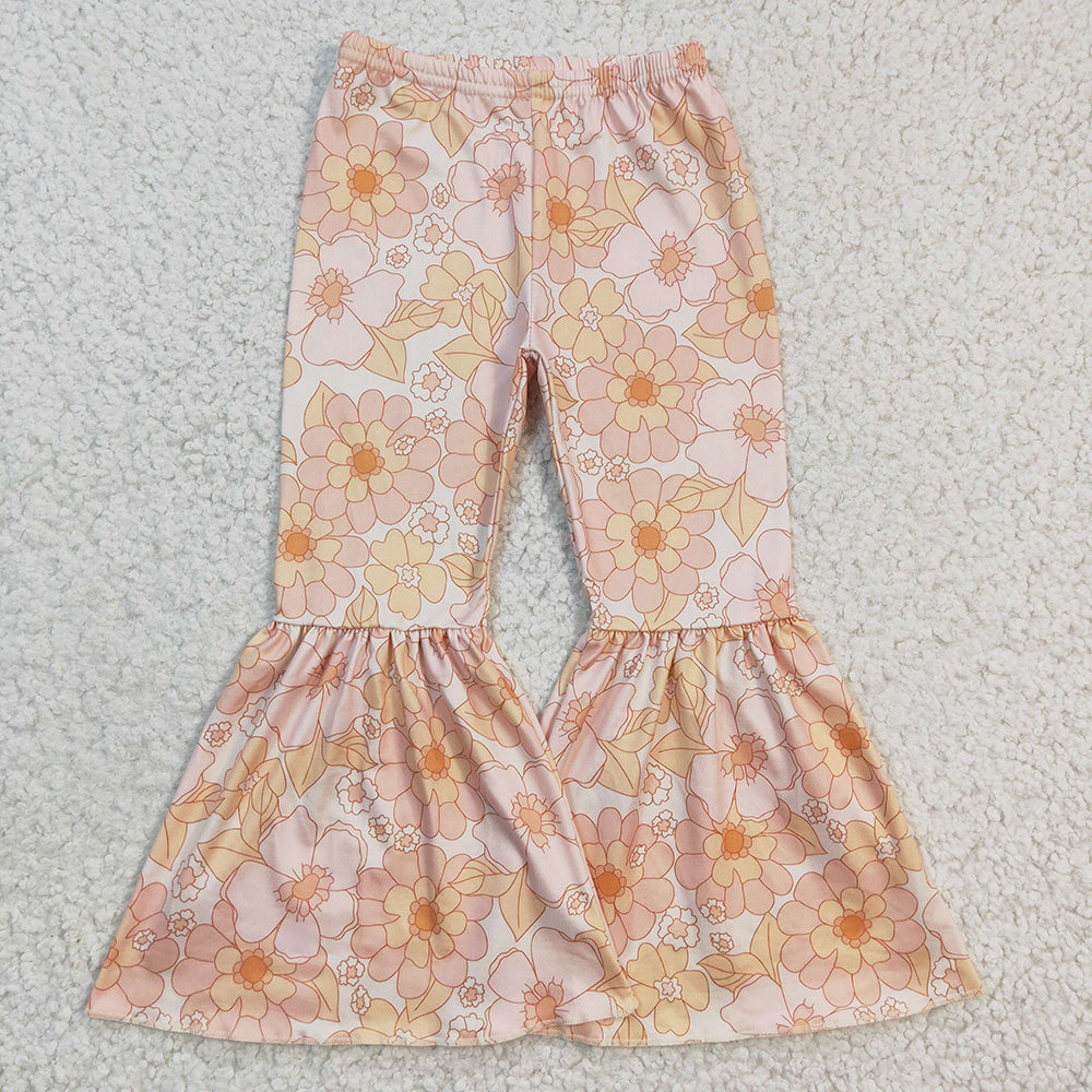 Children Kids Milk Silk Western Bell Bottom Pants