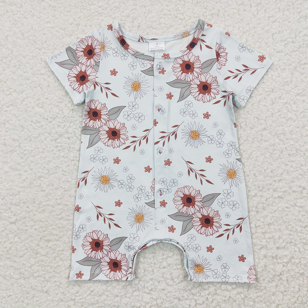 Baby Girls Pink Flowers Floral Rompers