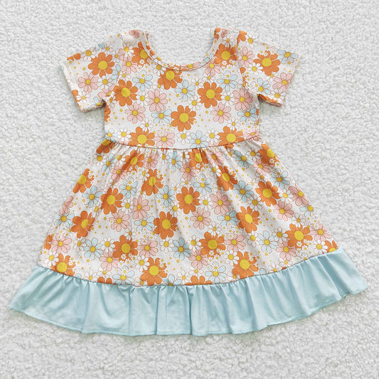 Baby Girls Flowers Ruffle Knee Length Dresses