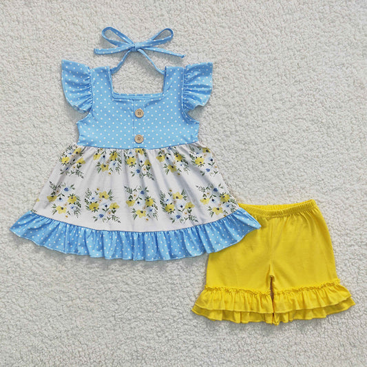 Baby Girls Floral Ruffle Tunic Shorts Summer Outfits Clothes Sets