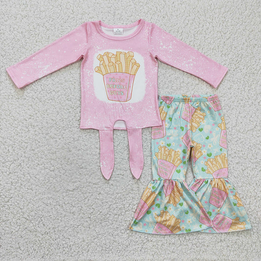 Baby girls Valentines Fries Bell pants clothes sets