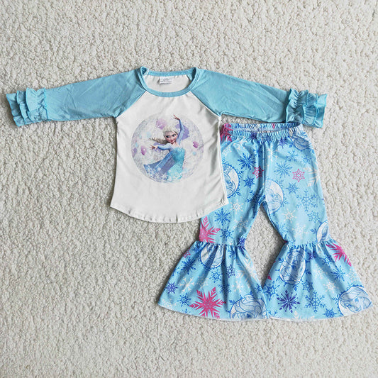 Baby Girls Blue Sister Princess Bell Pants Sets(can choose bag here)