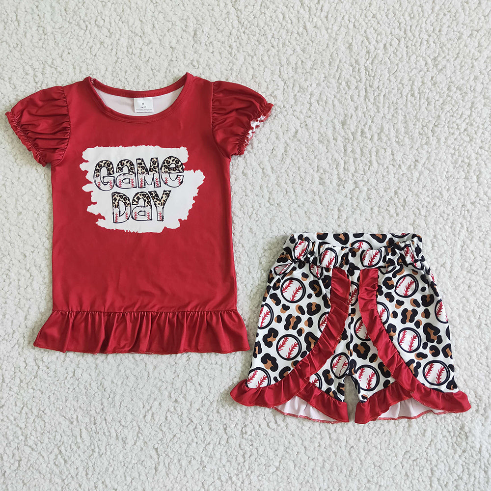 Baby girls baseball game day summer shorts sets