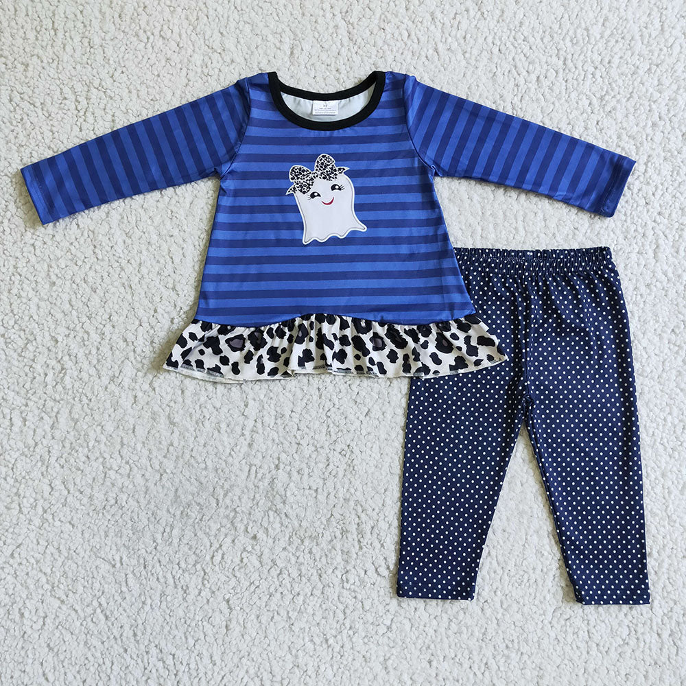 Baby girls Halloween blue stripe ghost clothes sets