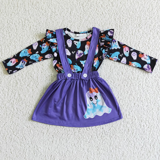 Baby girls Halloween purple ghost skirts clothes sets