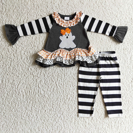 Baby girls Halloween ghost ruffle pants sets