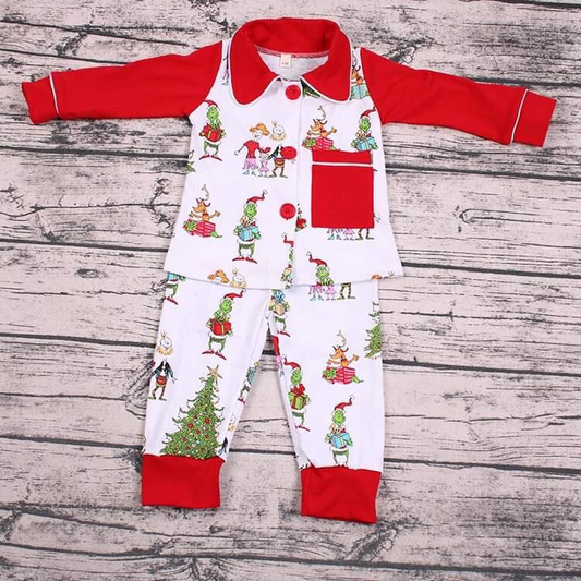 Boys grin tree 2pcs button pajamas