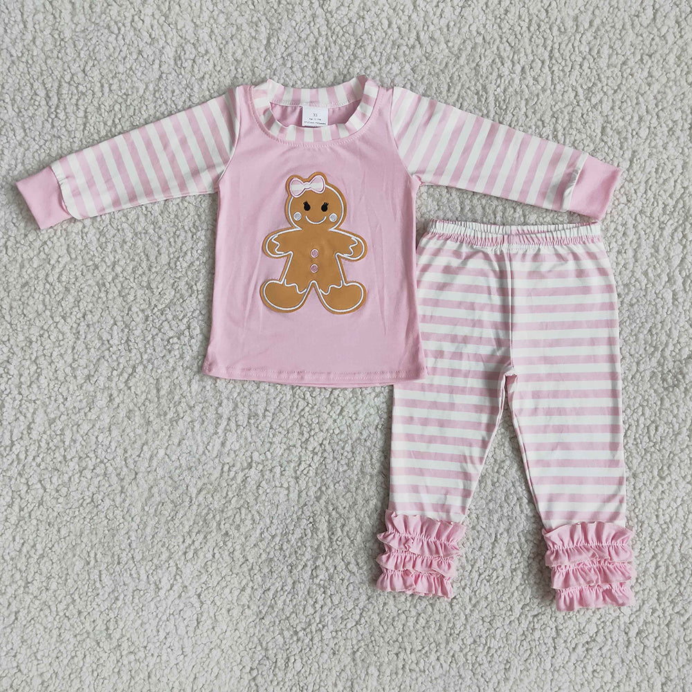 Girls Gingerbread pink stripe pajamas