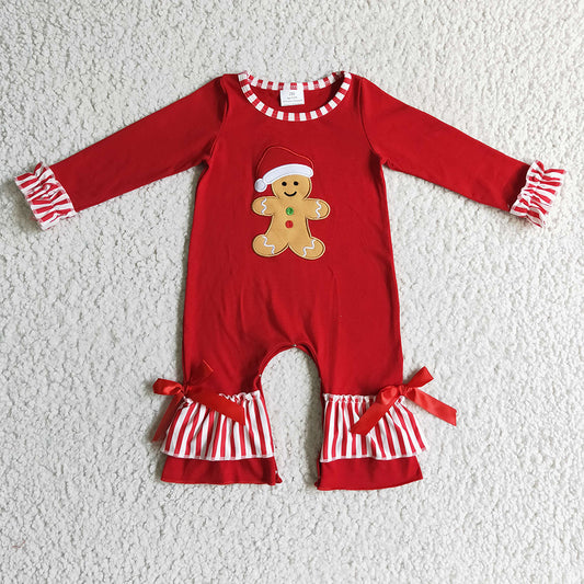 Baby girls Christmas gingerbread red rompers