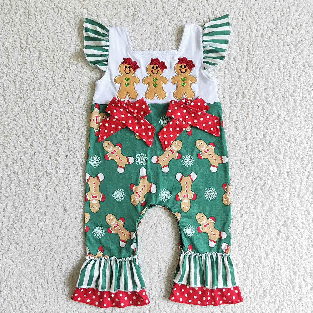 Baby girls gingerbreads Christmas ruffle rompers