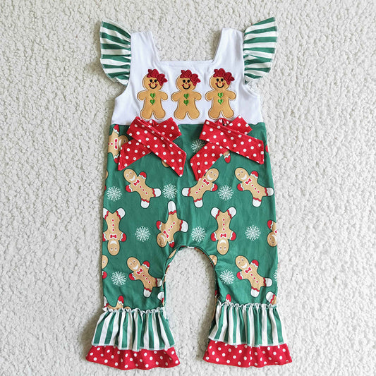 Baby girls gingerbreads Christmas ruffle rompers