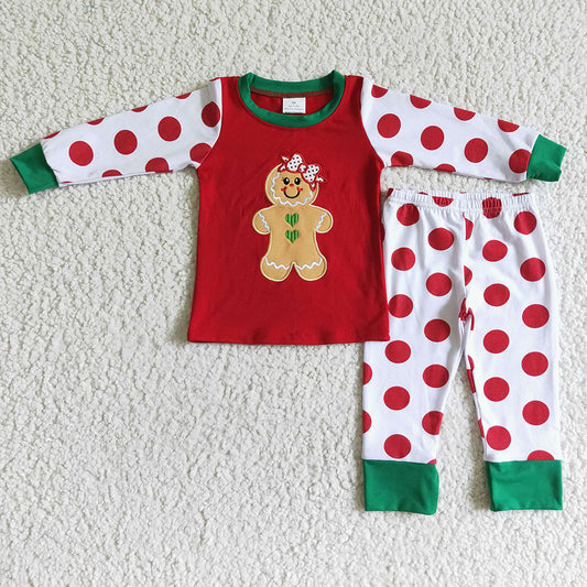 Baby Girls Christmas Gingerbread polka dots legging pants pajamas sets