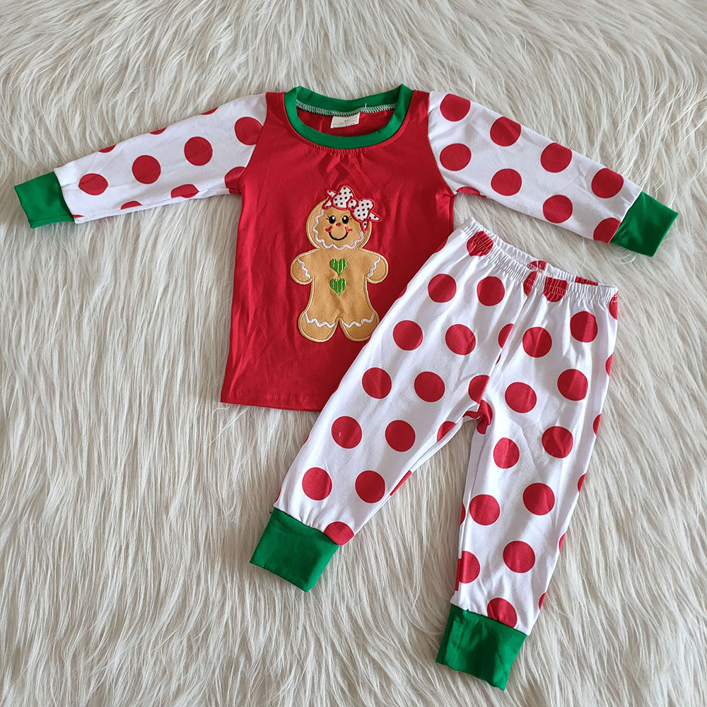 Baby Girls Christmas Gingerbread polka dots legging pants pajamas sets