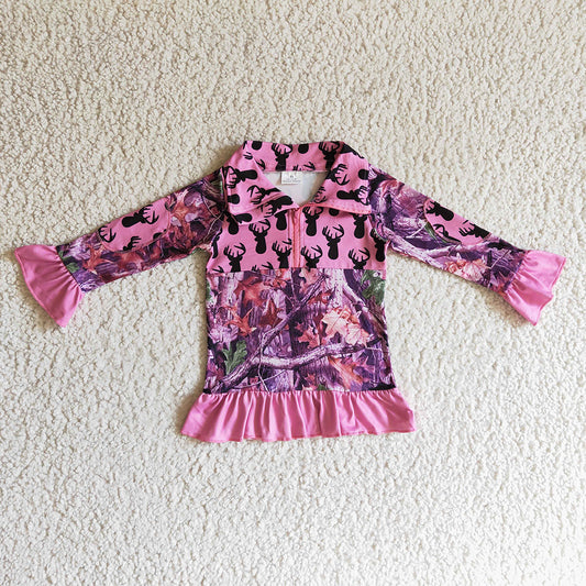 Baby girls pink camo pullover shirts