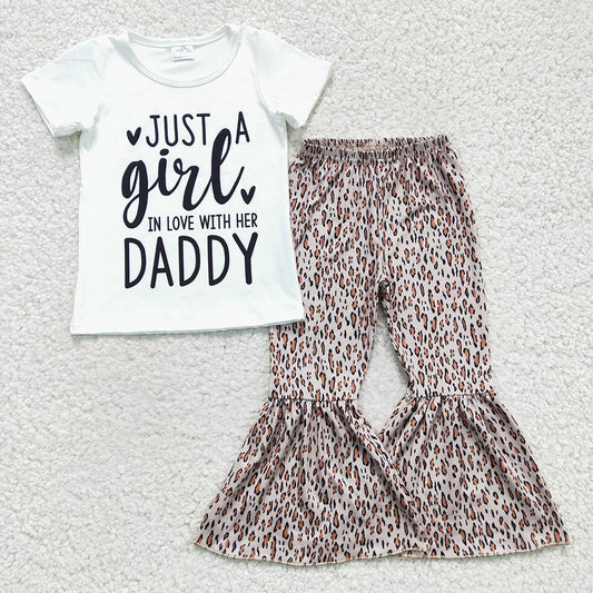 Baby Girls Love Daddy Short Sleeve Shirt Pants clothes sets