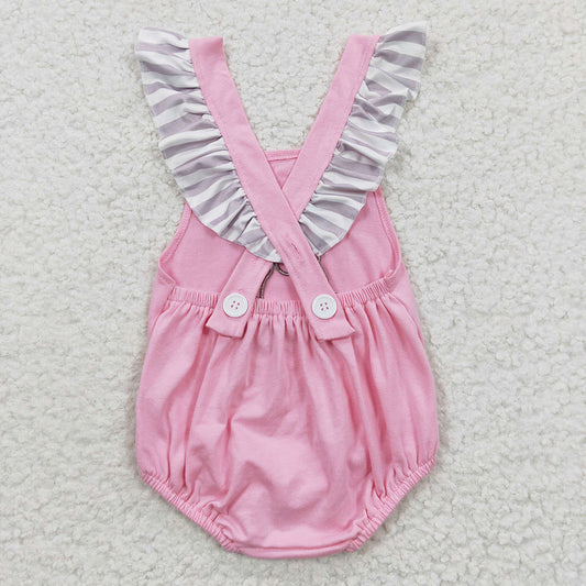 Embroidery Bows Dogs Baby Girls Strap Ruffle Rompers