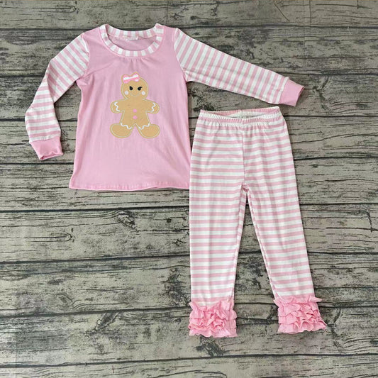 Girls Gingerbread pink stripe pajamas