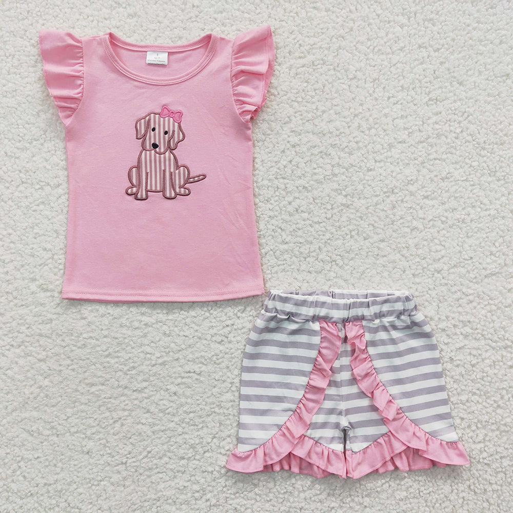 Baby Girls Summer Dog Shorts Sets