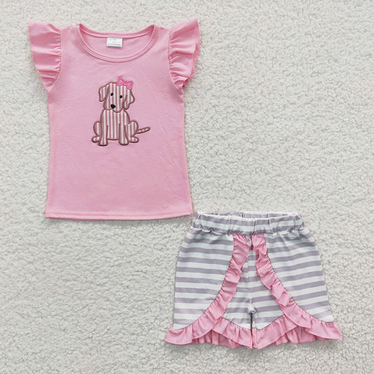 Baby Girls Summer Dog Shorts Sets