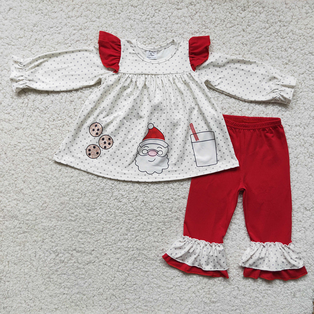 Baby girls cookie santa milk outfits Christmas sets