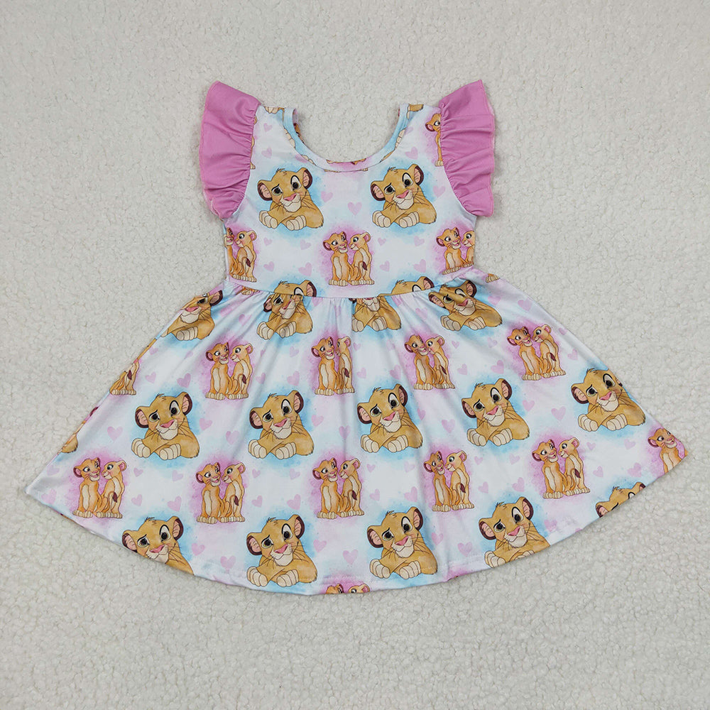 Baby Girls Cartoon Lion Knee Length Dresses